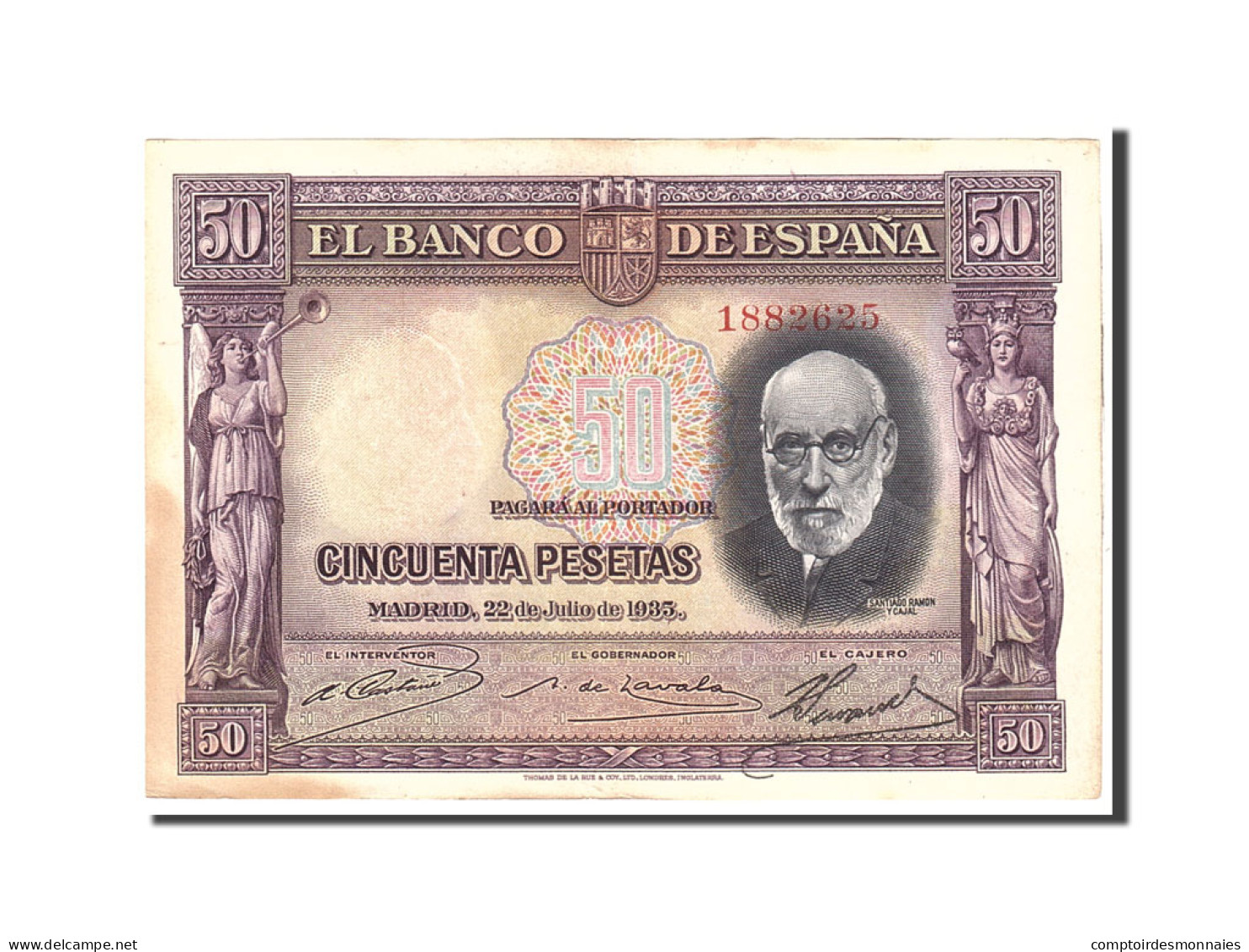 Billet, Espagne, 50 Pesetas, 1935, 1935-07-22, KM:88, TTB+ - 50 Pesetas