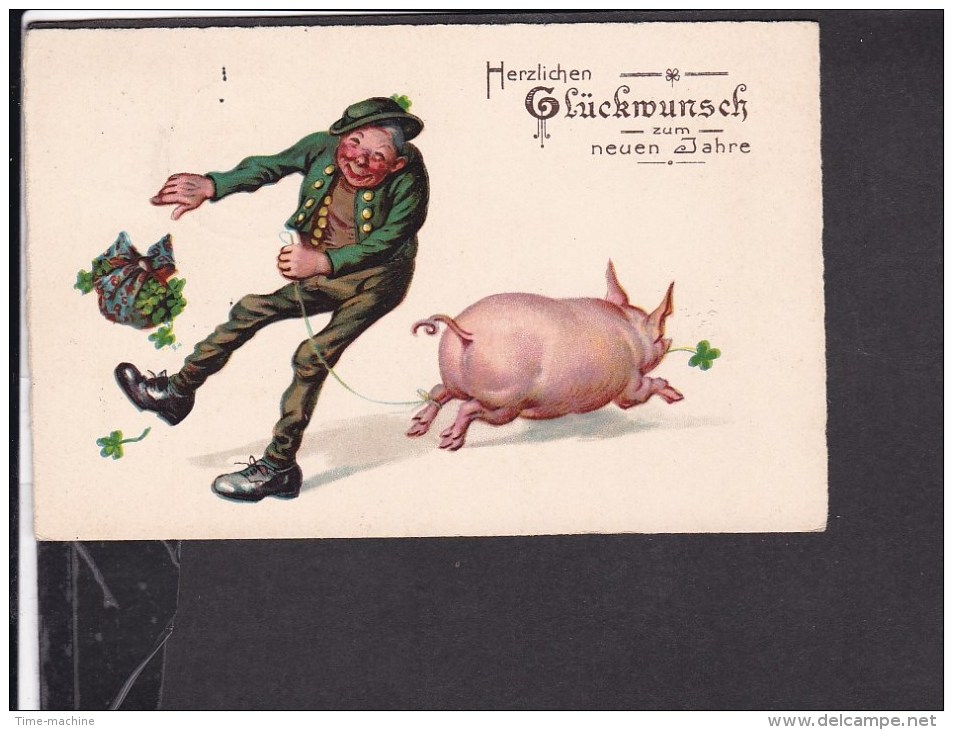 Postkarte Neujahr , Glückschwein Frankiert Mit Winterhilfswerk Briefmarke  Stempel Berlin - Frohnau 1936 - Briefe U. Dokumente