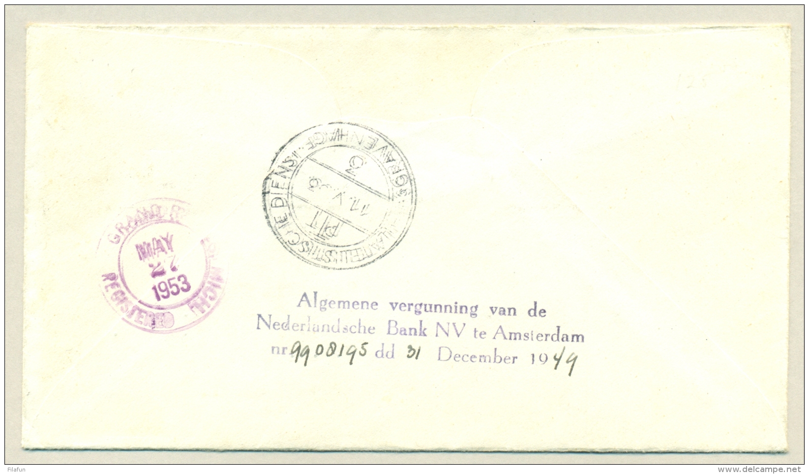 Nederland - 1953 - Zomerserie Bloemen / Flowers 1e Dag Compleet Op R-brief Naar Grand Rapids / USA - Lettres & Documents