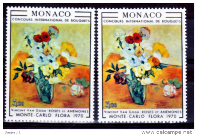 Monaco  817  Variété Fond Jaune Et Fond Bleu Van Gogh Roses Et Anémones Neuf ** TB MNH Sin Charnela - Variétés