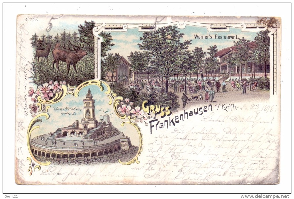 0-4732 BAD FRANKENHAUSEN, Gruss Aus.. Lithographie, Werner´s Restaurant, 1898 - Bad Frankenhausen