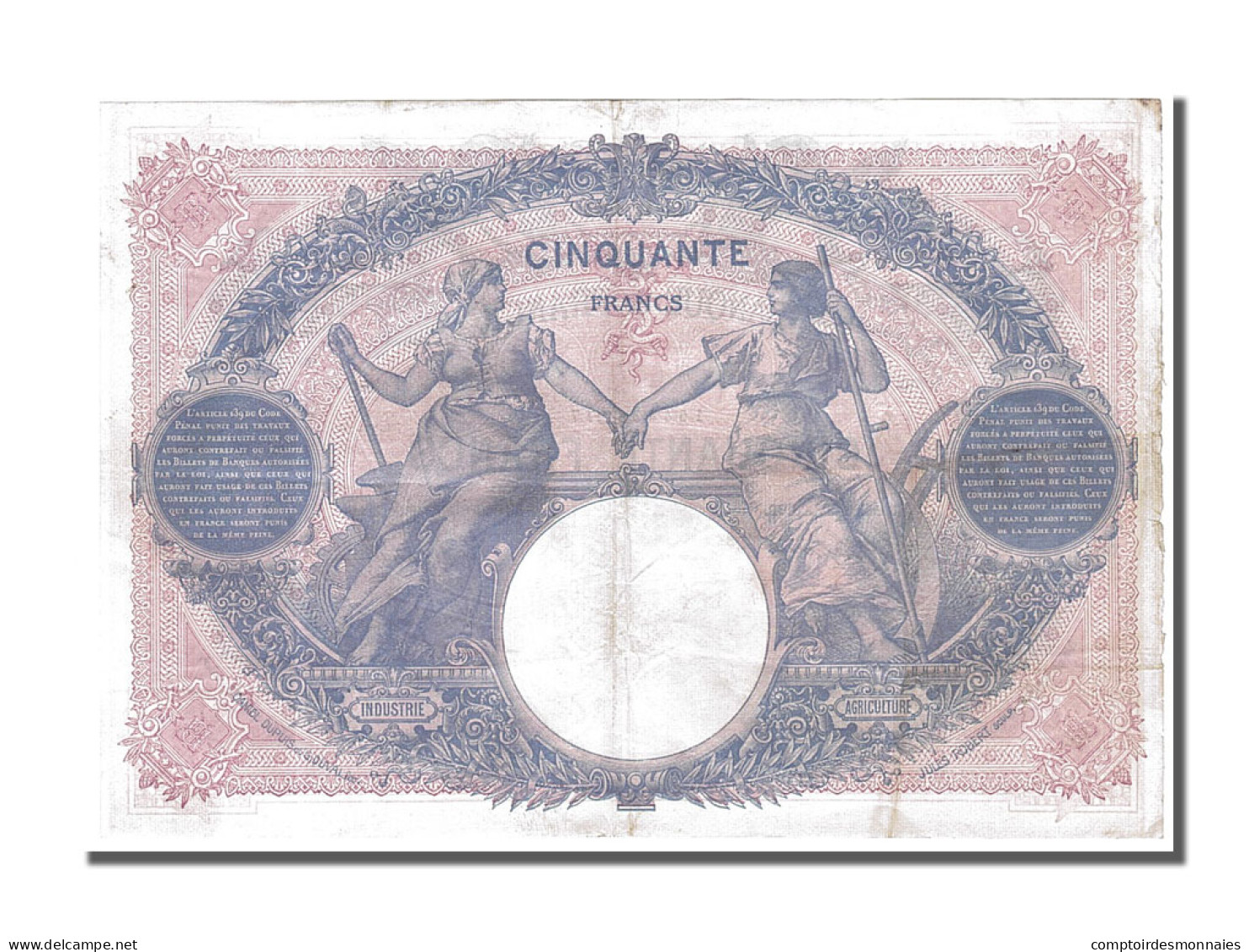 Billet, France, 50 Francs, 50 F 1889-1927 ''Bleu Et Rose'', 1915, 1915-12-13 - 50 F 1889-1927 ''Bleu Et Rose''