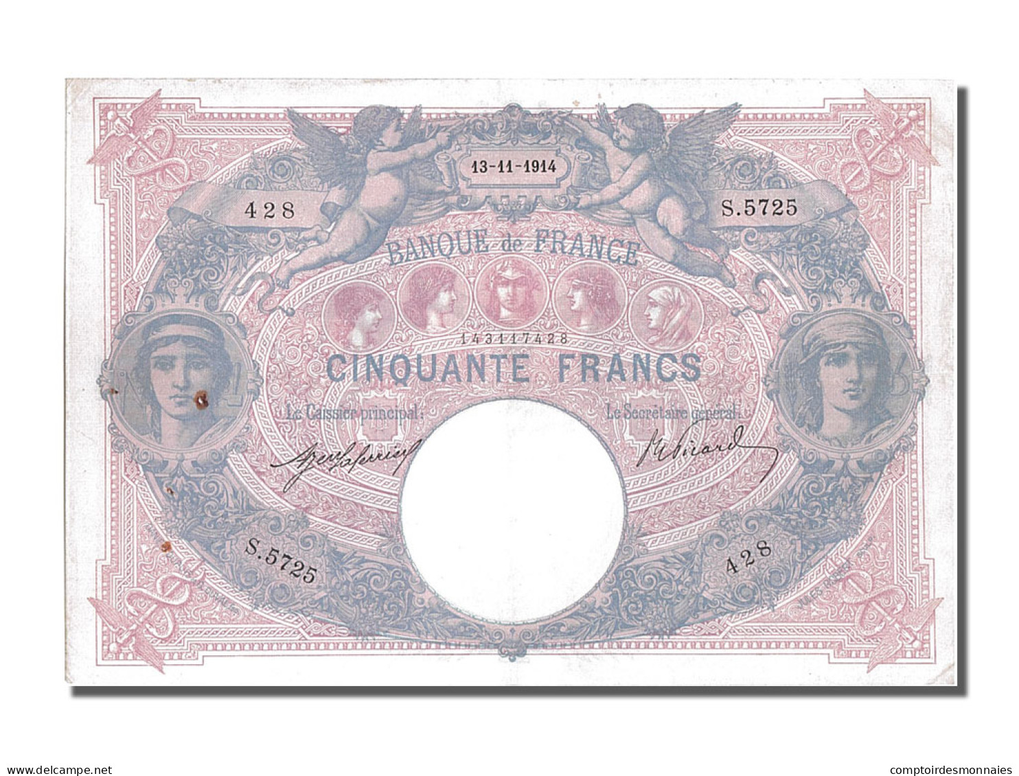 Billet, France, 50 Francs, 50 F 1889-1927 ''Bleu Et Rose'', 1914, 1914-11-13 - 50 F 1889-1927 ''Bleu Et Rose''