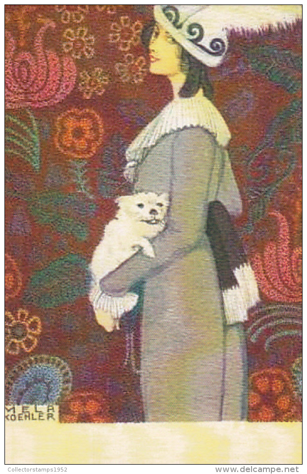 46816- MELA KOEHLER- WOMAN WITH DOG, ILLUSTRATION, VINTAGE REPRINT - Koehler, Mela