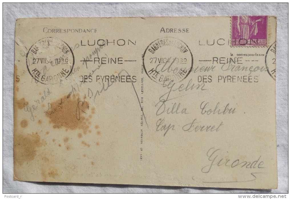 France Luchon Chemin De Fer De Superbagneres Passage Du Train Sur Le Viaduc Stamp 1934   A 114 - Luchon