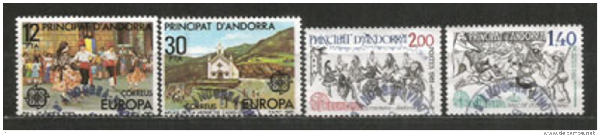 ANDORRA /ANDORRE.Europa 1981  Danses Et Folklore Andorrans. 4 Timbres Oblitérés, 1 ère Qualité - Gebruikt