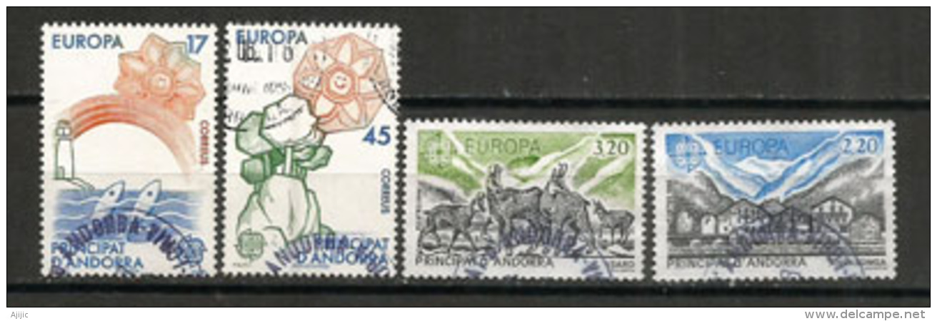 ANDORRA /ANDORRE.Europa 1986, Faune: Isard,poissons, Etc.  4 Timbres Oblitérés, 1 ère Qualité - Used Stamps