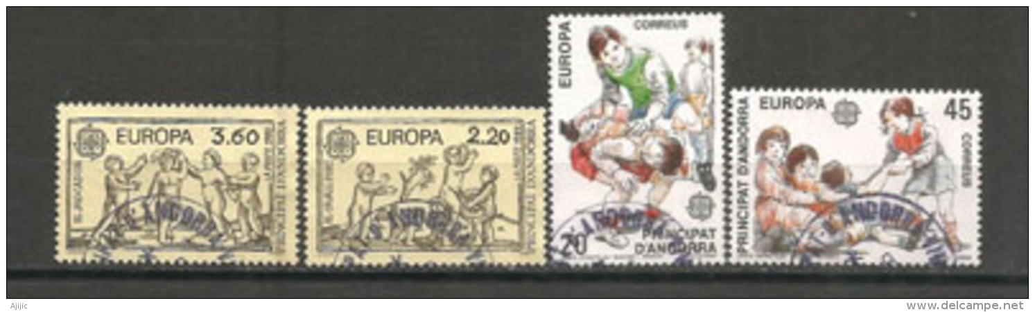 ANDORRA /ANDORRE.Europa 1989,les Jeux D´enfants (saute-mouton,le Mouchoir,etc ), 4 Timbres Oblitérés, 1 ère Qualité - Usados