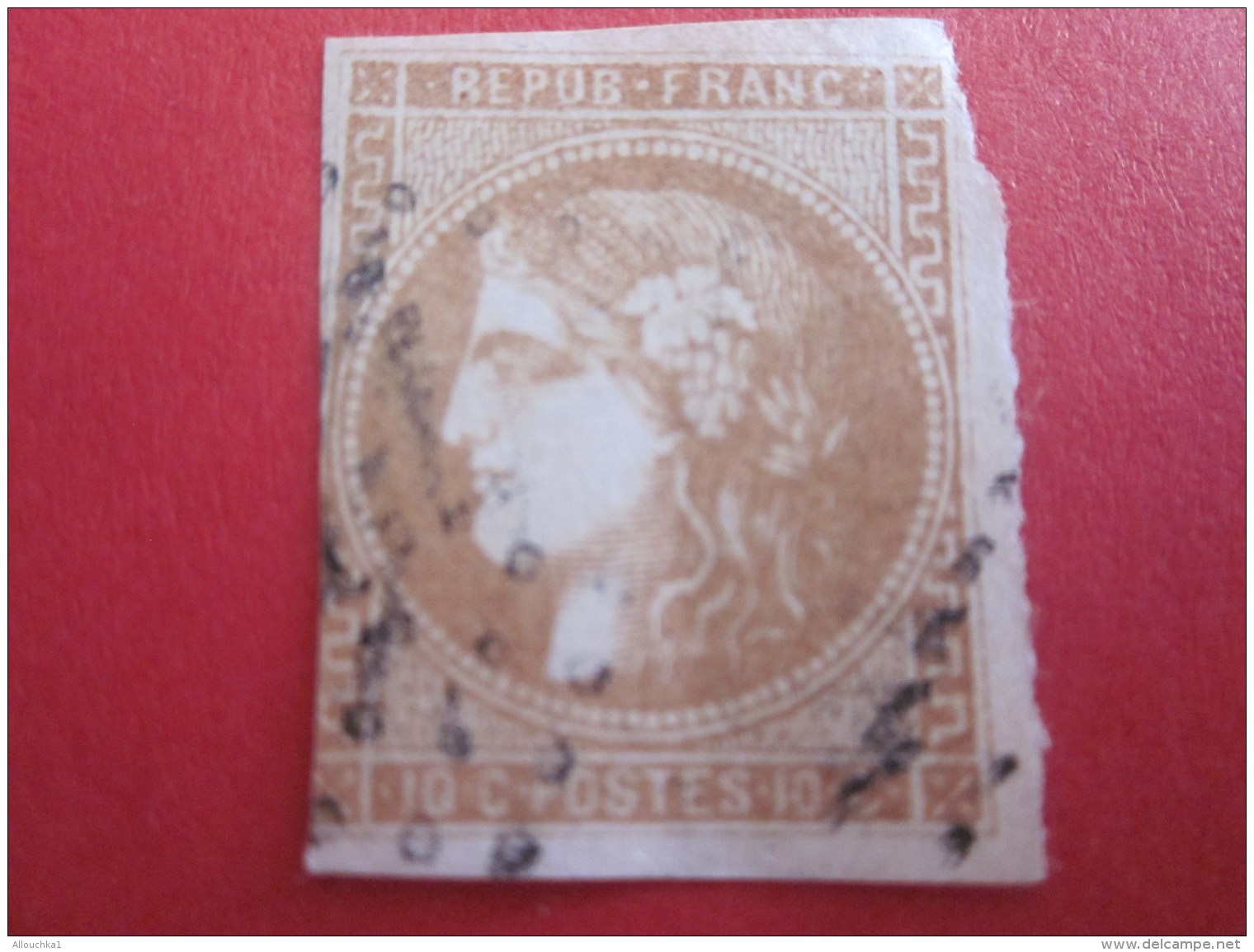 TIMBRE-POSTE DE FRANCE N° 43A Bistre 10c  Non Dentelé Repub  Franc =&gt; Cérés  1870 Cote 80 &euro; - 1870 Emisión De Bordeaux