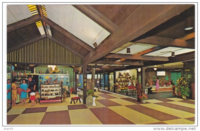 Kalapaki Beach Island Of Kauai Hawaii, Kauai Surf Hotel Resort, Arcade Shops Interior View, C1960s Vintage Postcard - Kauai