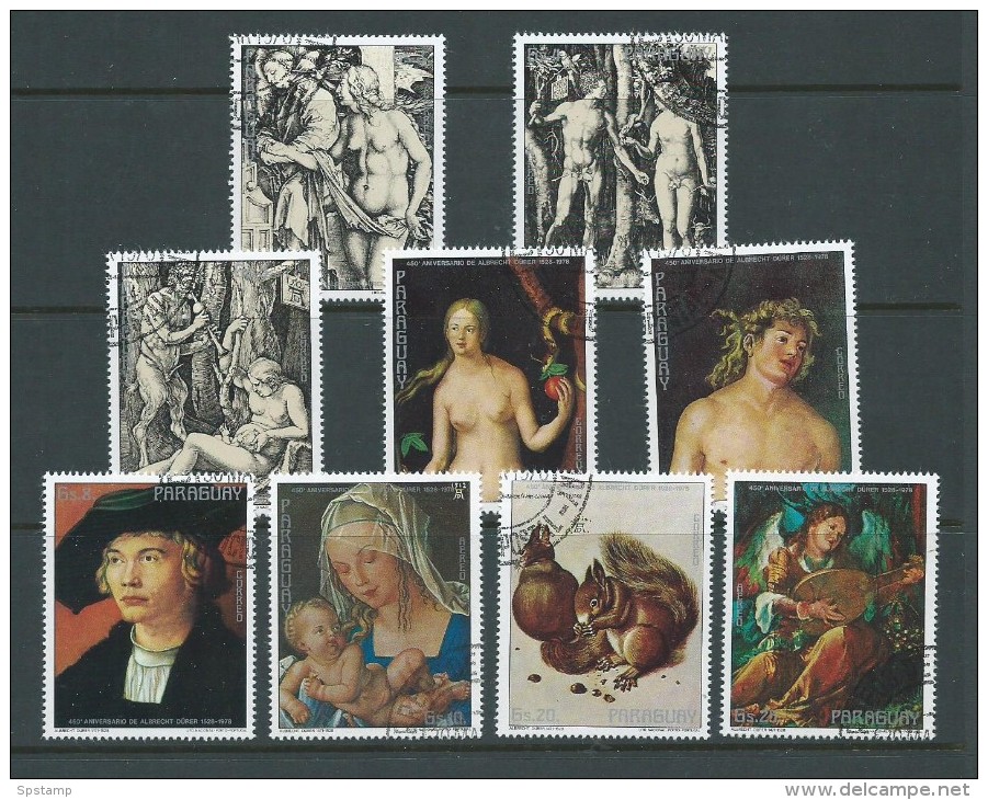 Paraguay 1978 Durer Paintings Set Of 9 Singles VFU - Paraguay