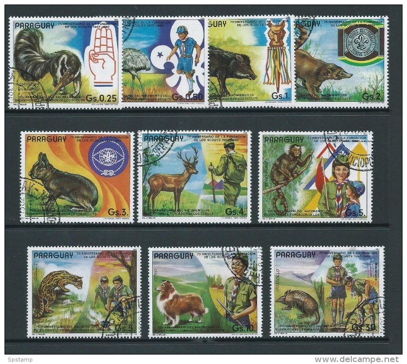 Paraguay 1982 Scout And Animals Set Of 10 Singles VFU - Paraguay