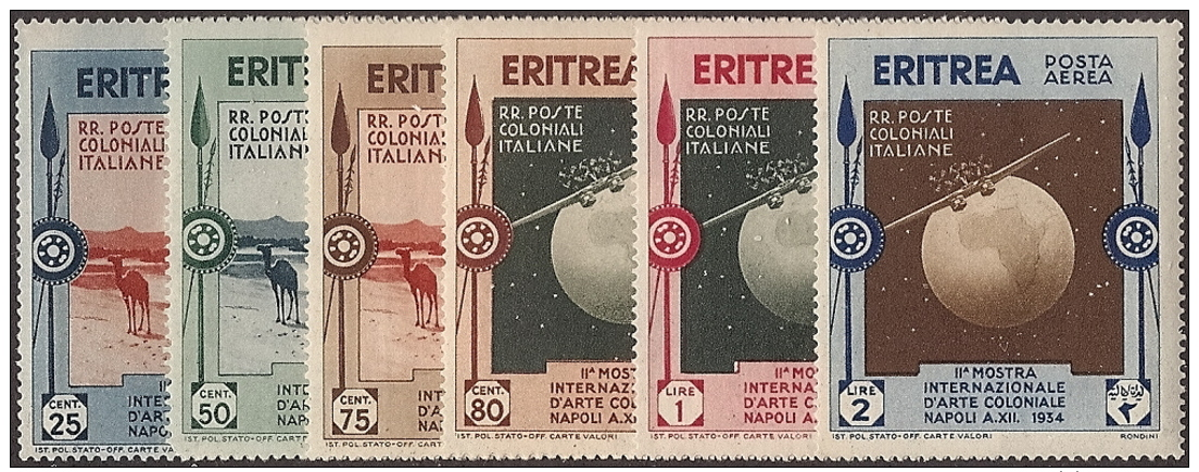 Eritrea,  Scott 2016 # C1-C6,  Issued 1934,  Set Of 6,  MLH,  Cat $ 33.00,  Planes - Eritrea