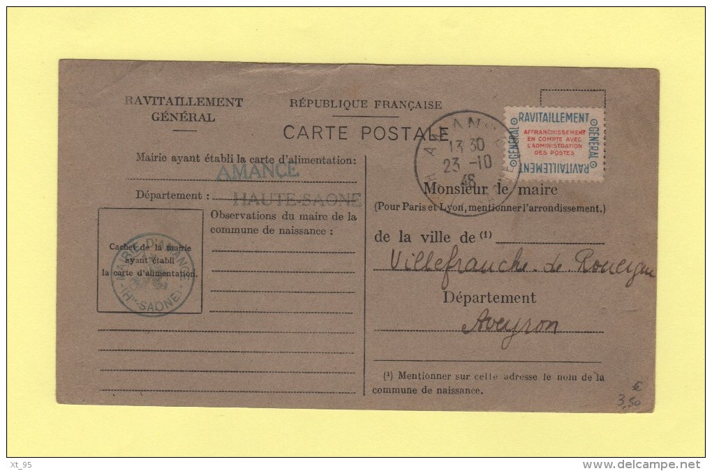 Amance - Haute Saone - 23-10-1948 - Ravitaillement - Mairie - 1921-1960: Periodo Moderno