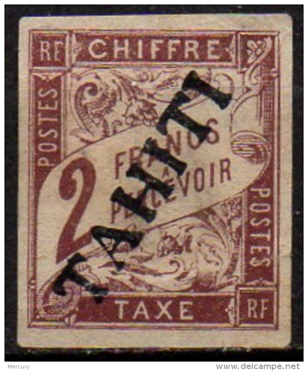 TAHITI - 2 F. Taxe De 1893 Neuf Défectueux - Ongebruikt