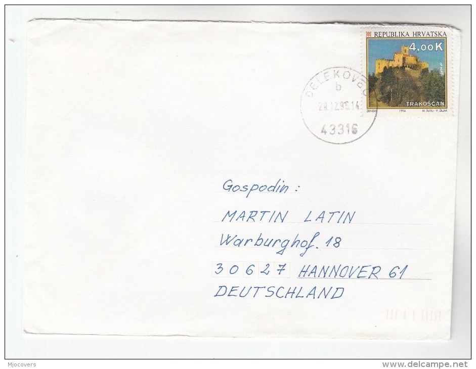 1995 Delekovec CROATIA COVER Stamps 4k Trakoscan To Germany - Kroatien