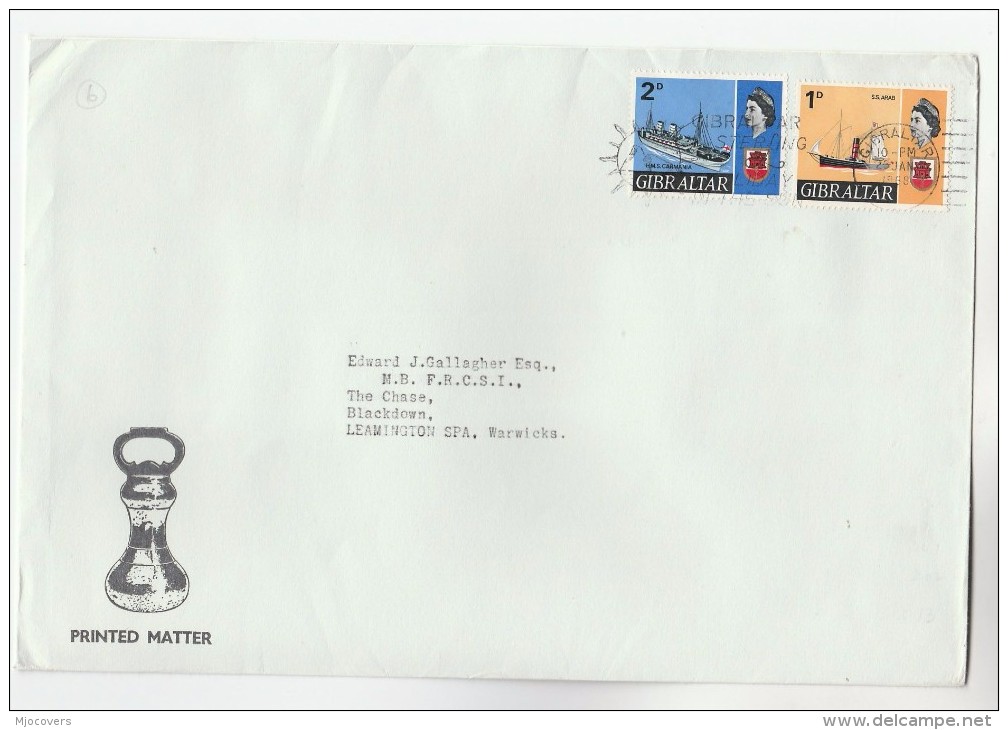 1968 GIBRALTAR COVER Stamps SHIP SS ARAB, Navy HMS CARMANIA To GB - Gibraltar