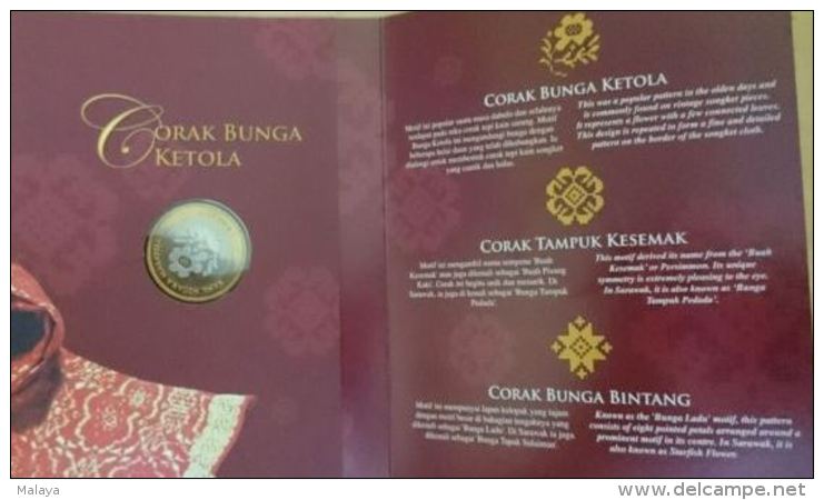 Malaysia 2005 1 Ringgit   Songket The Regal Heritage Nordic Gold BU Coin Card - Malaysie