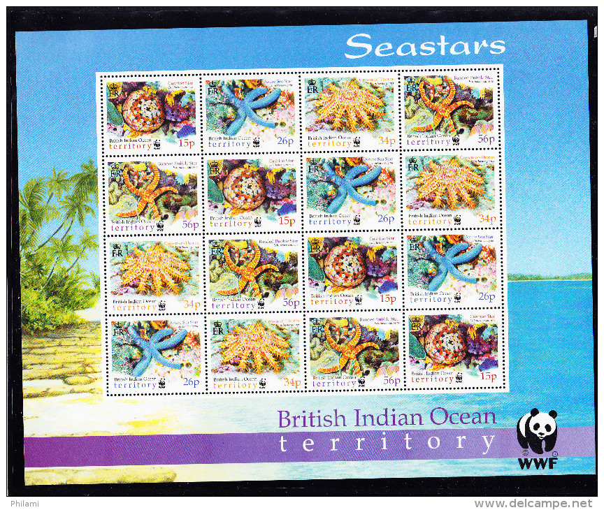 BRITHIS INDIA OCEAN TERRITORY 2001, SG 253/6 ** MNH, COMPLETE SHEET, EN DANGERED, SPECIES. (4V97) - Unused Stamps