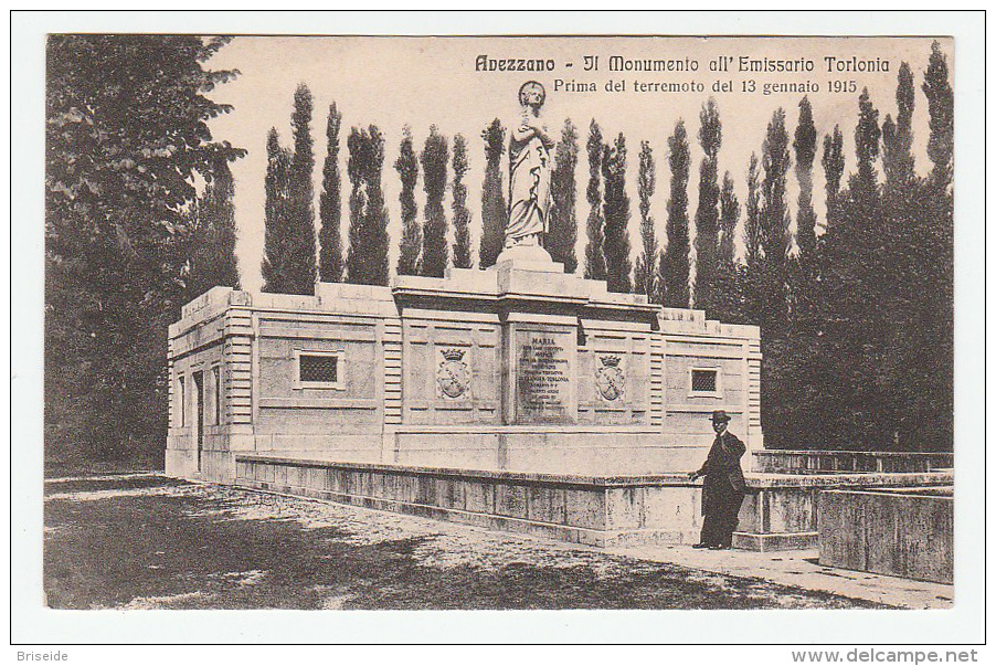 AVEZZANO IL MONUMENTO ALL´EMISSARIO TORLONIA PRIMA DEL TERREMOTO DEL 13 GENNAIO 1915 F/P NON VIAGGIATA - Avezzano