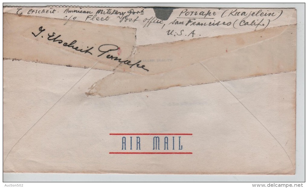 USA Air Mail Cover Written From Ponape Caroline Islands C.US Navy 19/4/1946 To Liège Belgium PR3323 - Lettres & Documents