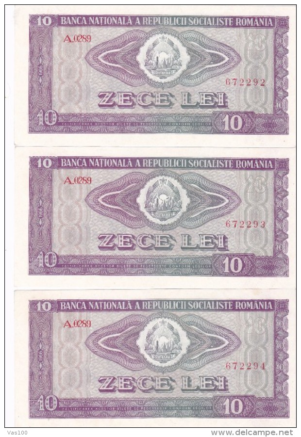 Roumanie - Romania 10 LEI 1966 UNC - 3 CONSECUTIVES - Rumänien