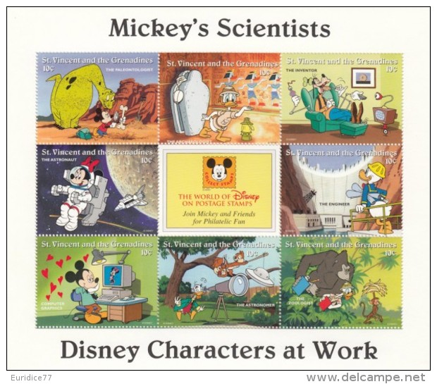 St. Vincent & Grenadines 1996 - Disney Characters At Work Souvenir Sheet 1 Mnh - Disney