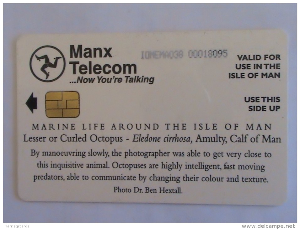 ISLE OF MAN - Curled Octopus, Tirage 20000, Used - Isle Of Man