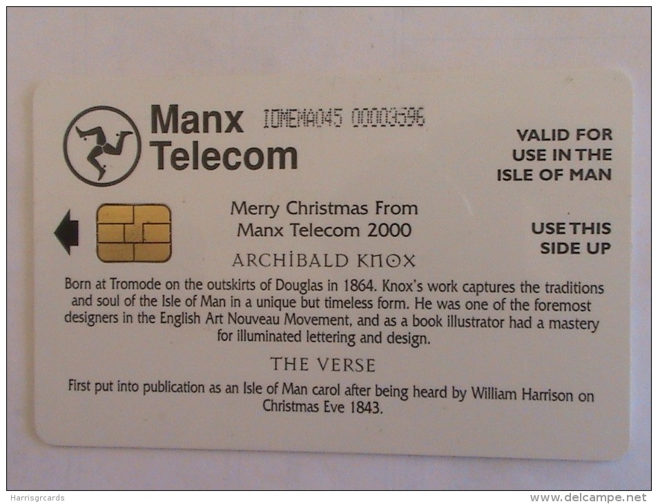 ISLE OF MAN - Merry Christmas From Manx Telecom 2000, Tirage 5000, Used - Man (Eiland)