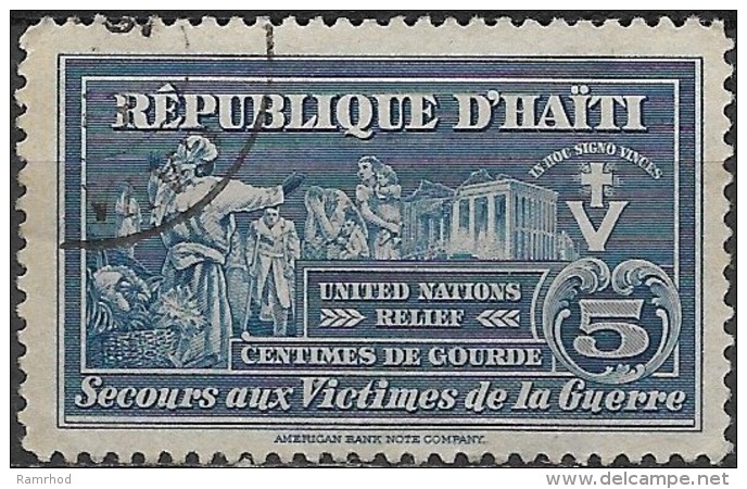 HAITI 1944 Obligatory Tax. United Nations Relief Fund - War Victims - 5c. - Blue  FU - Haïti