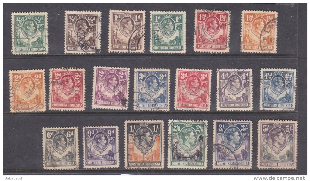 Northern Rhodesia, George Vi, 1938 -52, Definitives, 1/2d - 5/=, Used - Northern Rhodesia (...-1963)