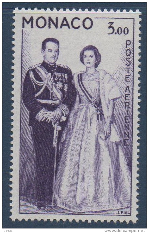 MONACO PA 1960/61 Série Ste Dévote   3.00 FRF Mariage Princier    N°YT 74  ** MNH - Poste Aérienne