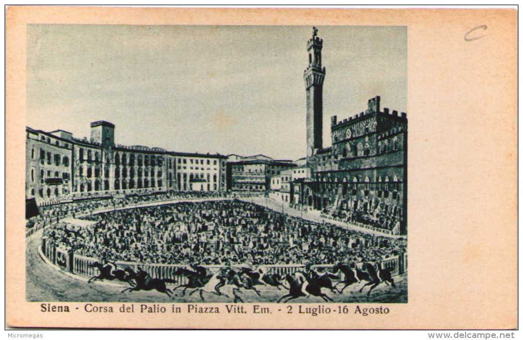 SIENA - Corsa Del Palio In Piazza Vittorio Emanuel - Siena