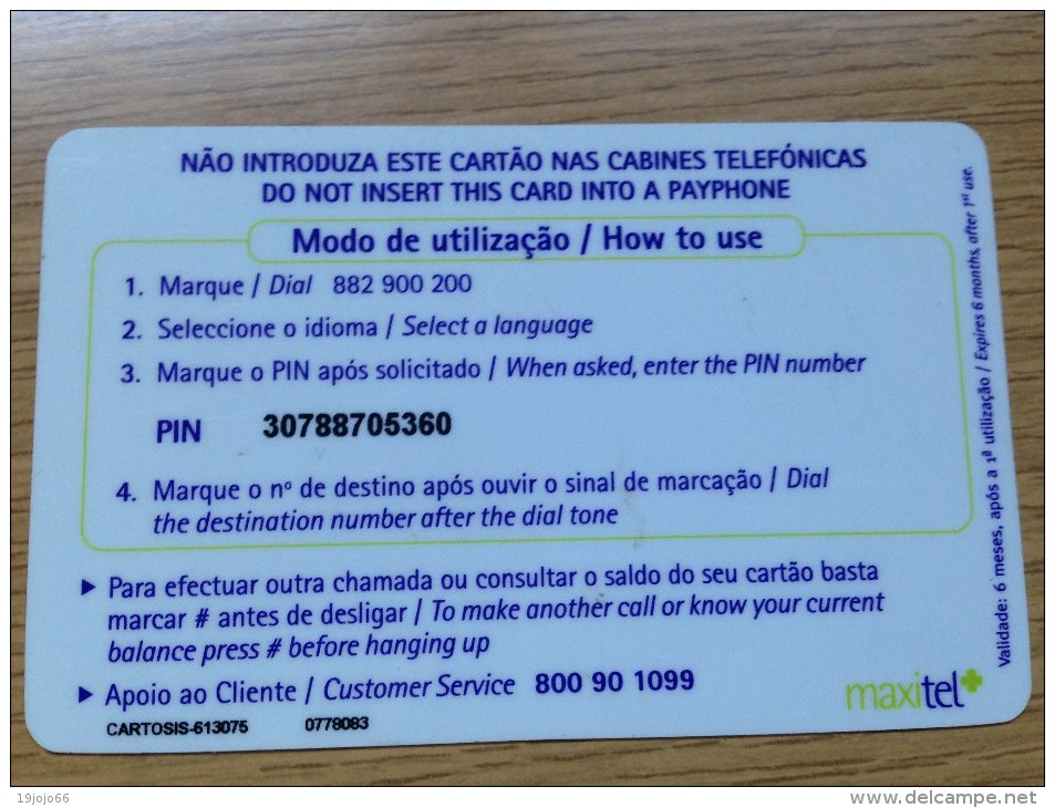 Rare Prepaid  Card  -3000$ Maxitel Maxicard - Fine Used - Chili