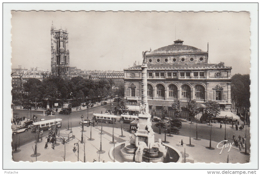 Real Photo - 75 Paris Et Ses Merveilles - Châtelet And Tour Saint-Jacques - Bus - Animated - Unused - 2 Scans - Other Monuments