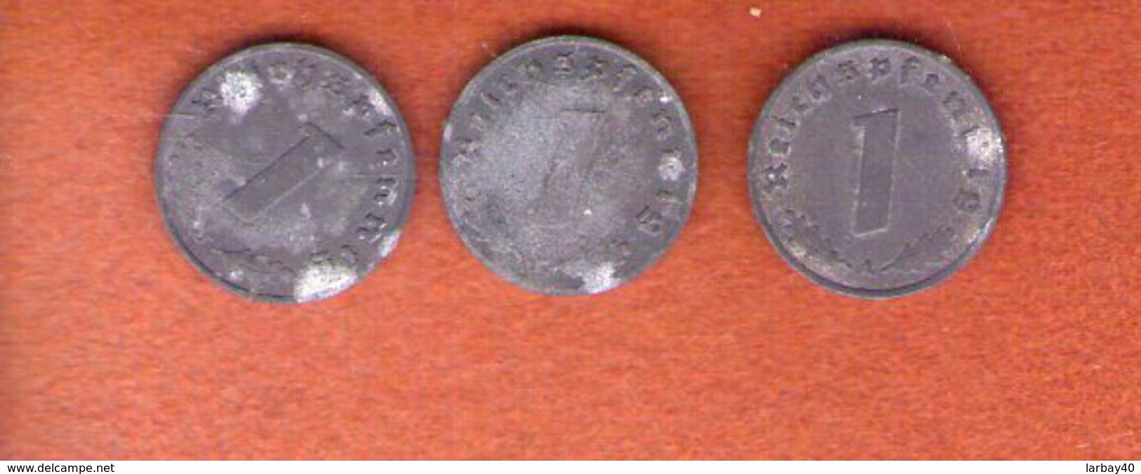 3 Piece Allemagne 1 REICHS Pfennig - 1 Reichspfennig