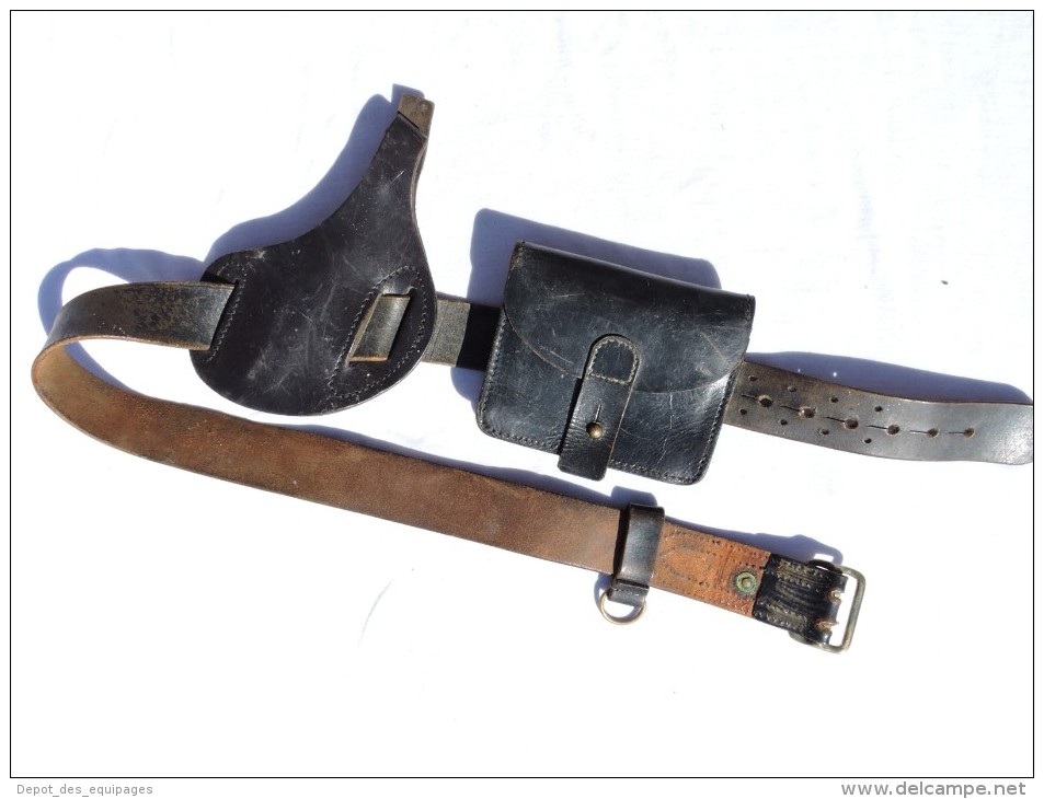 LOT GENDARMERIE Années 1960 : CEINTURON + CARTOUCHIERE + HOLSTER - Police & Gendarmerie