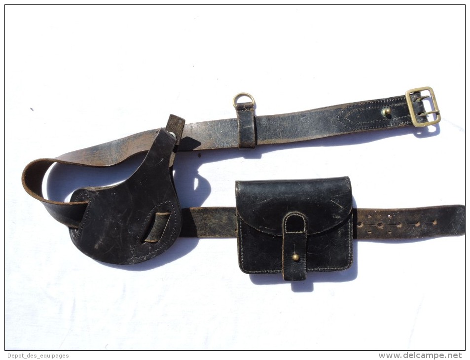 LOT GENDARMERIE Années 1960 : CEINTURON + CARTOUCHIERE + HOLSTER - Police & Gendarmerie