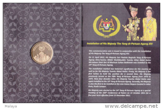 Malaysia 2012 1 Ringgit Coin Installation  Agong Sultan Kedah Nordic Gold (B.U) Commemorative Coin - Malesia