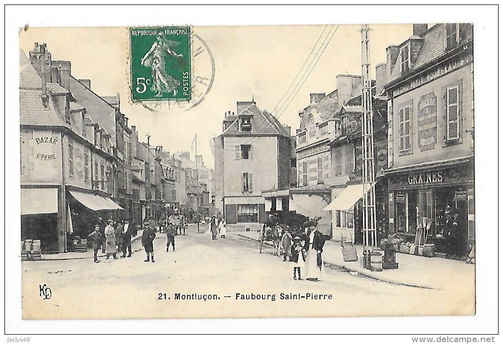 MONTLUCON  (cpa 03)  Faubourg Saint Pierre  - Commerces : Bazar, Graines Chaussures -   - L 1 - Montlucon