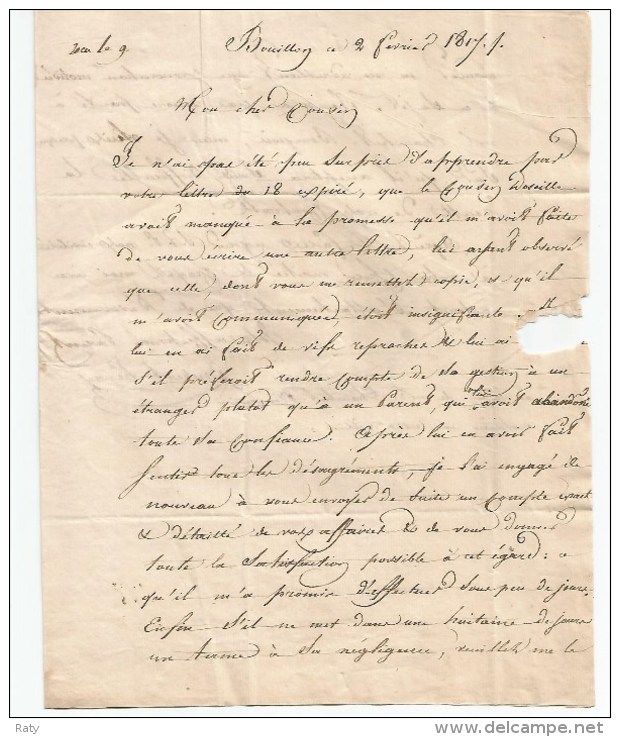 BOUILLON   7  Marque Linéaire Noire. Le 7 Peu Lisible, Mais Existant Du 2 Février  1817. - 1815-1830 (Période Hollandaise)