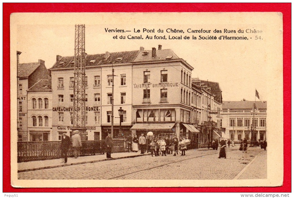 Verviers. Pont Du Chêne. Carrefour Rues Du Chêne Et Du Canal. Taverne Britannique. Passants - Verviers