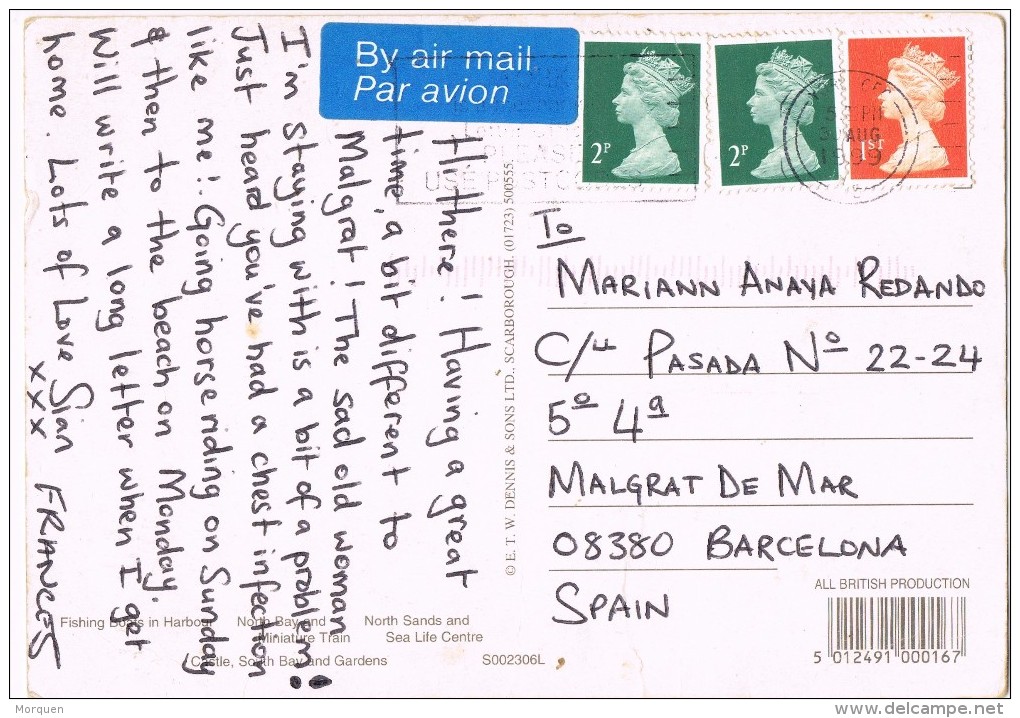 18963. Postal Aerea YORK (England) 1999 A España. Vitas Scarborugh - Brieven En Documenten