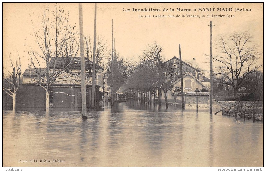 CPA 94  ST MAUR LA RUE LABATTU VUE DE LA MARNE INONDATIONS 1910 - Saint Maur Des Fosses