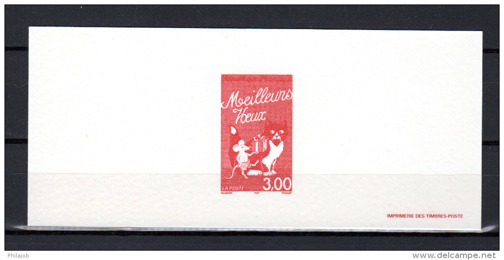 "  MEILLEURS VOEUX / CHAT / SOURIS " Sur Gravure Officielle De 1997 Du N° YT 3123 - Chats Domestiques