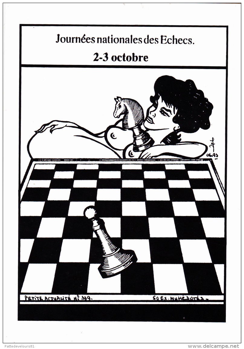 CPSM Sport Jeu Journée Nationale Des Echecs Chess Pin-up Sexy Eros Chess-board Tirage Limité Illustrateur LARDIE - Echecs