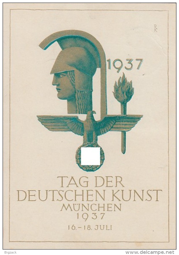 DR Amtl. Festpostkarte Zum Tag Der Dt. Kunst 1937 EF Minr.650 SST München - Briefe U. Dokumente