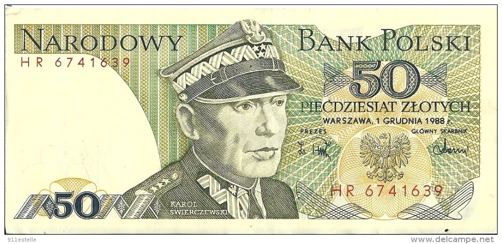 BANK POLSKI  50  ZLOTYCH De 1988 - Pologne