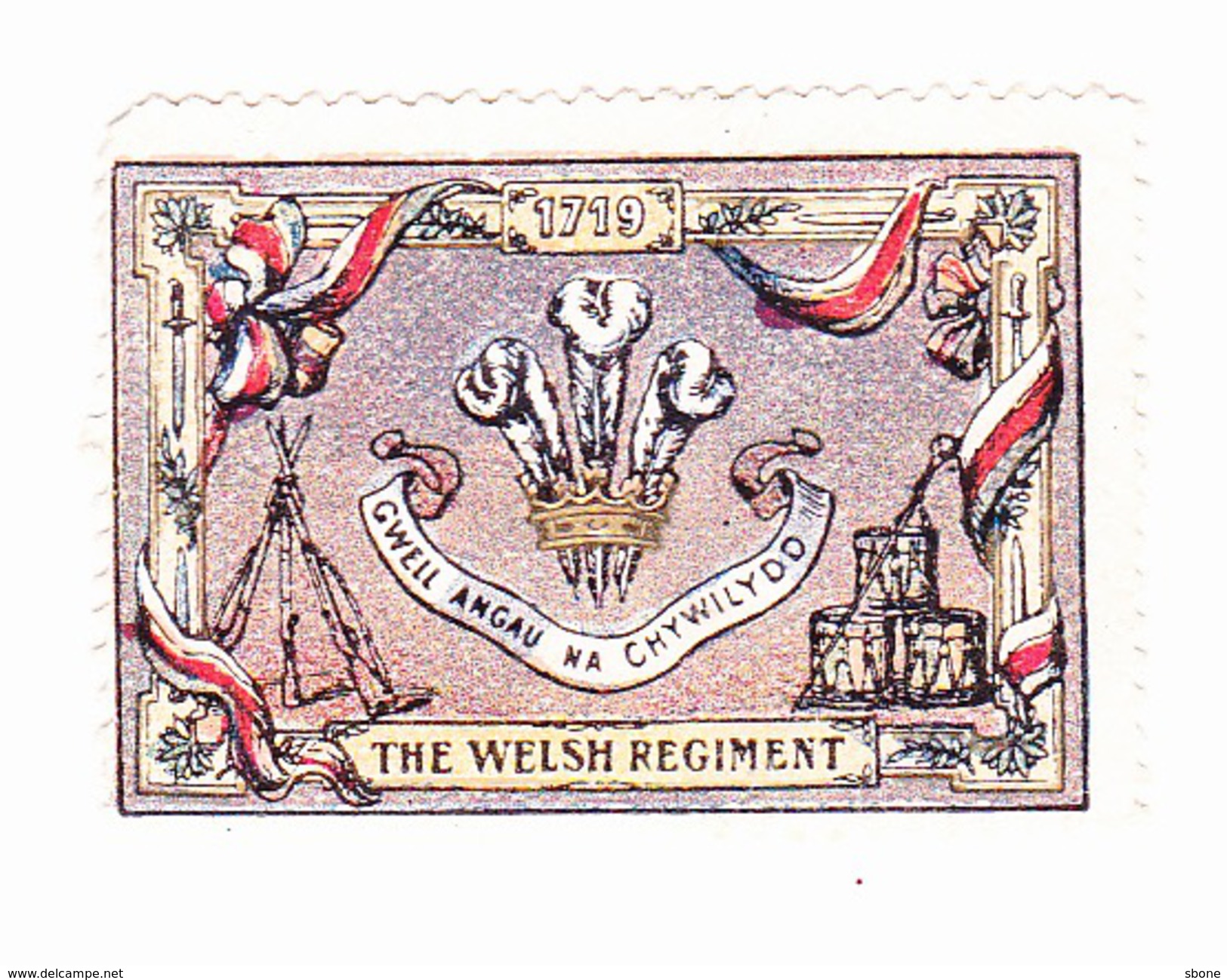 Vignette Militaire Delandre - Angleterre - The Welsh Regiment - Vignette Militari