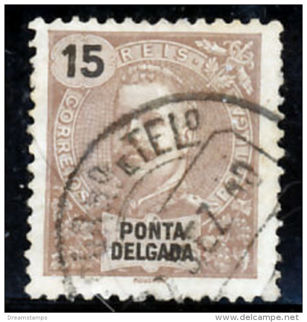!										■■■■■ds■■ P.Delgada 1898 AF#16 ø King Carlos Mouchon 15 Réis Brown (x6347) - Ponta Delgada
